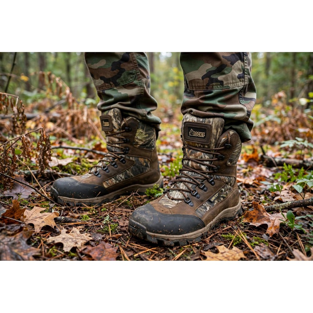 Rocky Mens 13 M Lynx 8 Gore-Tex Waterproof Hunting Boots Camo Brown Leather